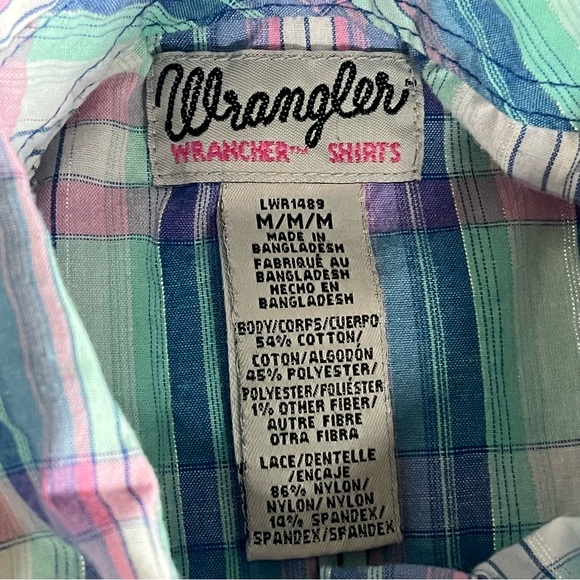 Wrangler Wrancher Women Medium Sleeveless Pearl Snap Shirt Plaid Western Country - Picture 2 of 10